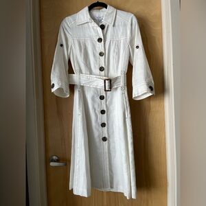 Zara Ivory Long Sleeve Belted Dress